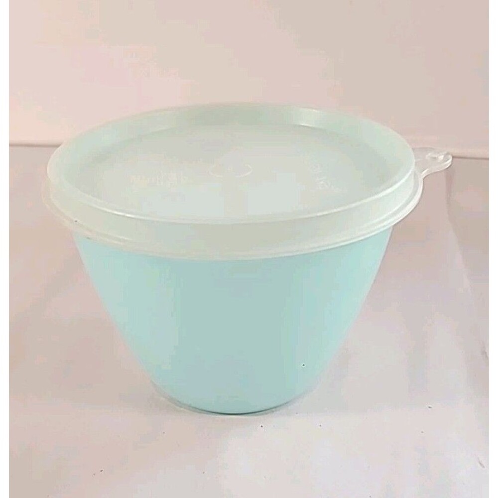 Vintage Tupperware Sheer Blue Refrigerator Bowl 148-9 & Frosted Lid 215-18